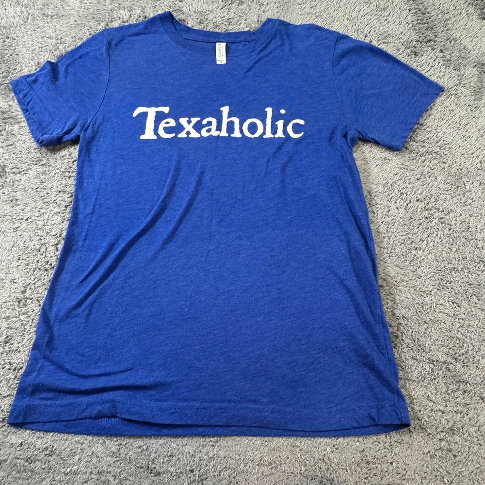 Bella Canvas Unisex Texaholic Graphic T Shirt Small Blue Heather Texas Pride Tee
